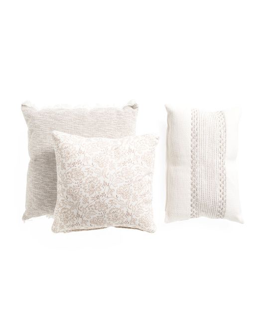 Set Of 3 22x22 Margaret Mixed Pillows | TJ Maxx
