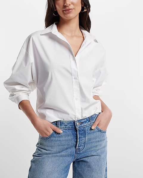Cotton-Blend Boyfriend Portofino Shirt | Express