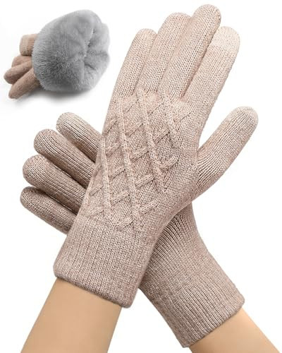 JYUYNY Winter Gloves for Women Men – Warm Touchscreen Knit, Thermal Wool Lining Cold Weather Gloves for Driving Texting | Amazon (US)