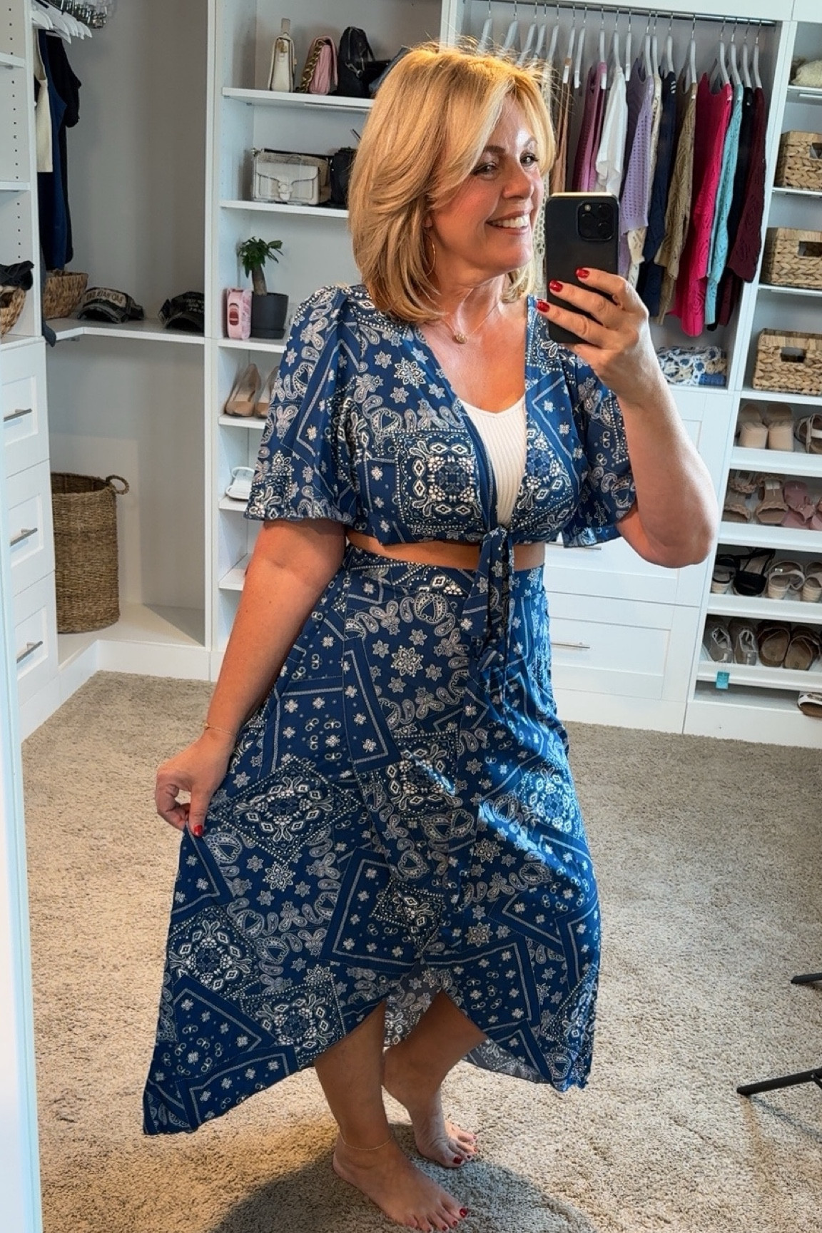 Feeling Fabulous in This Boho Blue Dress

I'm absolutely in love with this boho blue dress! The paisley pattern is so eye-catching, and the tie-front detail gives it a playful touch. It's hugging my curves just right, making me feel sexy and confident. This one is definitely a winner!

#SummerOutfit #TwoPieceDress #BohoFashion #PaisleyPattern #TieFrontStyle #FlatteringFit #SummerDressIdeas #ComfortableChic #BohoSummerDress #StylishSummerOutfit**

#LTKSeasonal #LTKOver40 #LTKMidsize
