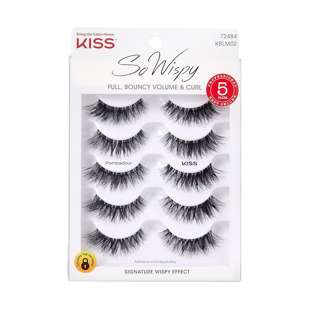 KISS So Wispy, False Eyelashes, 'Pompadour', Includes 5 Pairs Of Lashes, Easy to Apply, Reusable ... | Amazon (US)