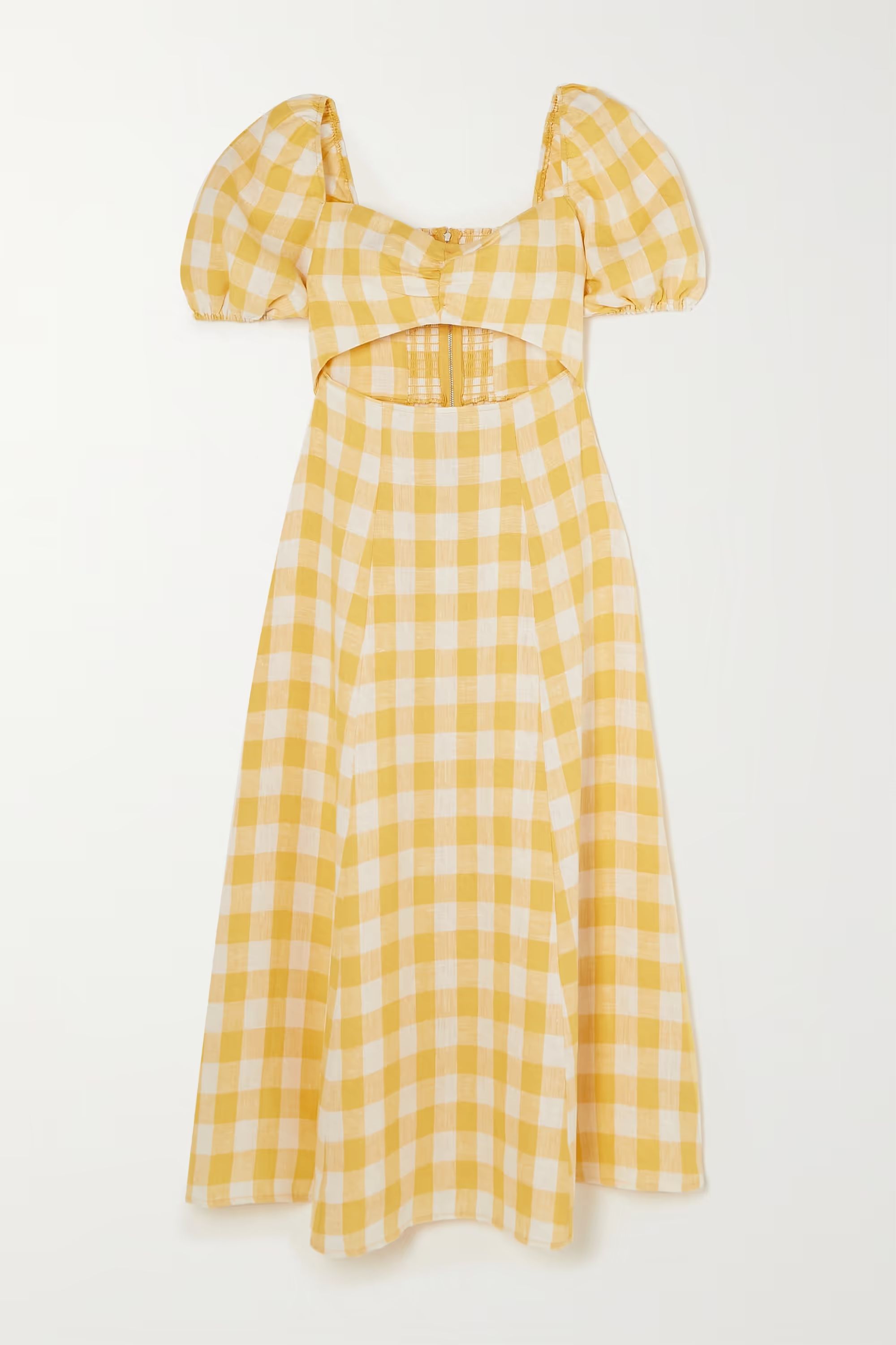 Pompano cutout gingham linen midi dress | NET-A-PORTER (UK & EU)