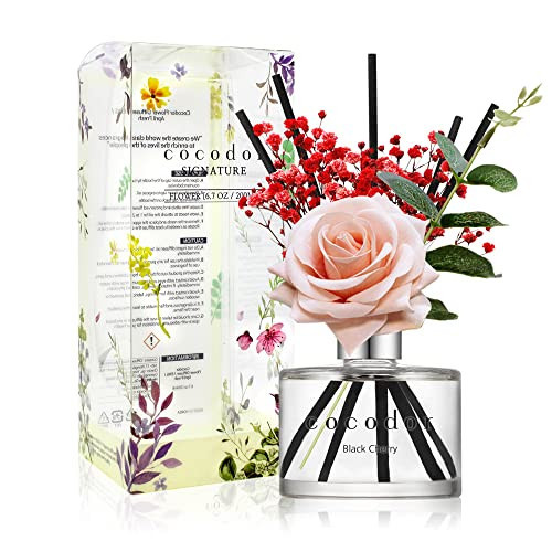 COCODOR Rose Flower Reed Diffuser/Black Cherry/6.7oz(200ml)/1 Pack/Reed Diffuser, Reed Diffuser Set, Oil Diffuser & Reed Diffuser Sticks, Home Decor & Office Decor, Fragrance and Gifts | Amazon (US)