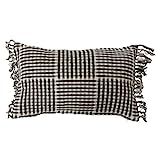 Creative Co-Op Cotton Flannel Lumbar Gingham Pattern and Fringe Pillow, 20" L x 12" W x 0" H, Bla... | Amazon (US)