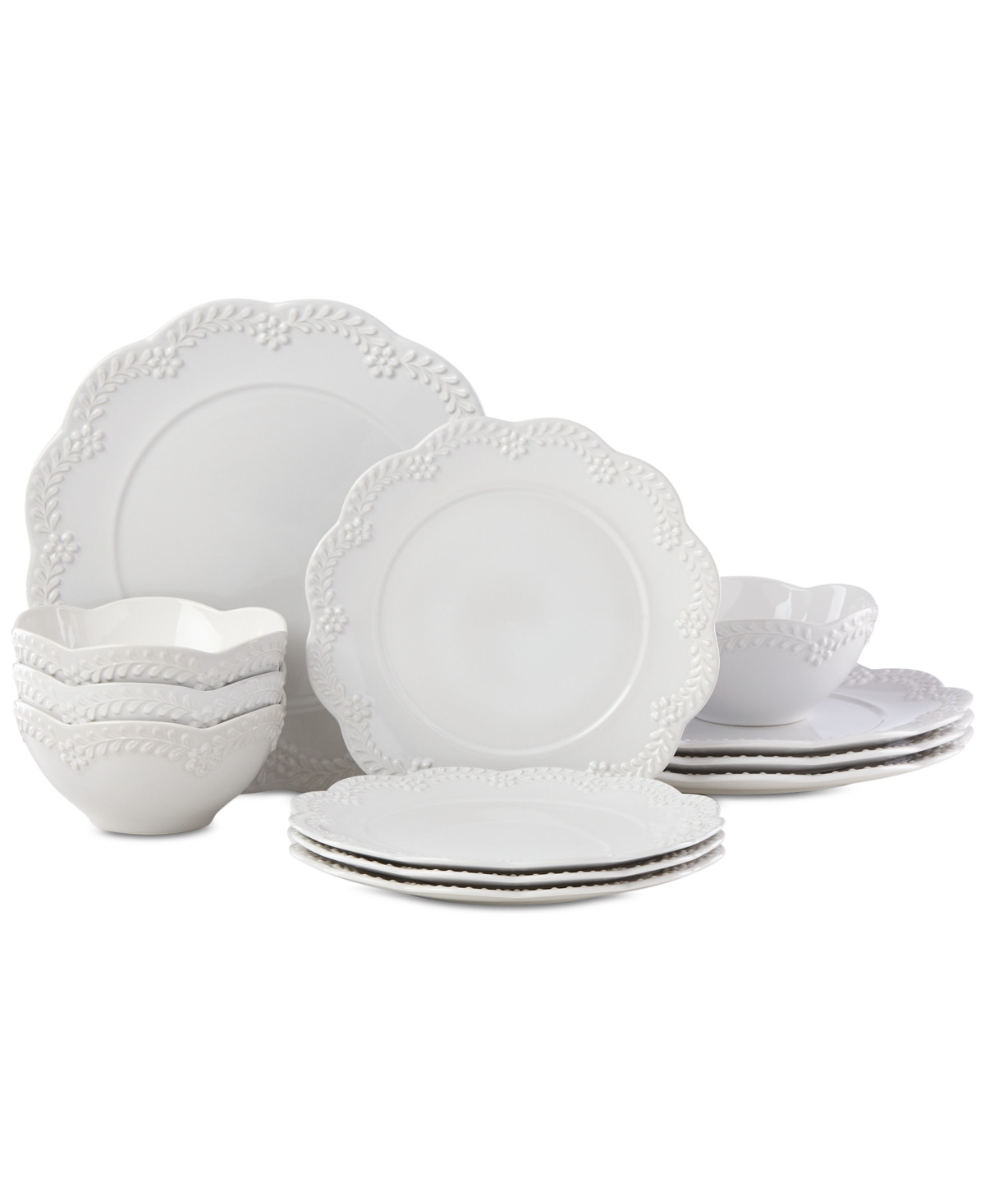 Lenox Chelse Muse Floral 12-Pc. Dinnerware Set, Service for 4 - White | Macy's