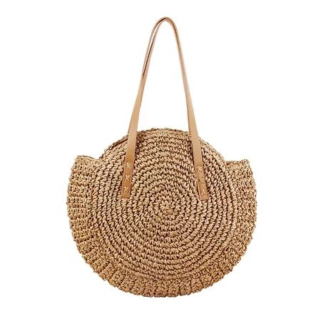 Nitouy Straw Crossbody Bag Women Weave Shoulder Bag Round Bali Handbags (Camel S) | Walmart (US)