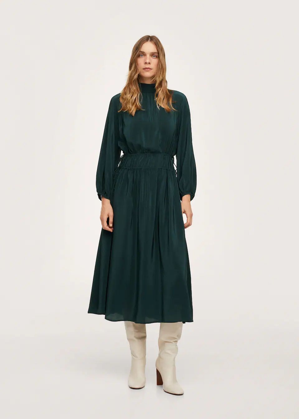 Green Mock Neck Midi Dress | Thanksgiving | Holidays | Dresses | MANGO (US)