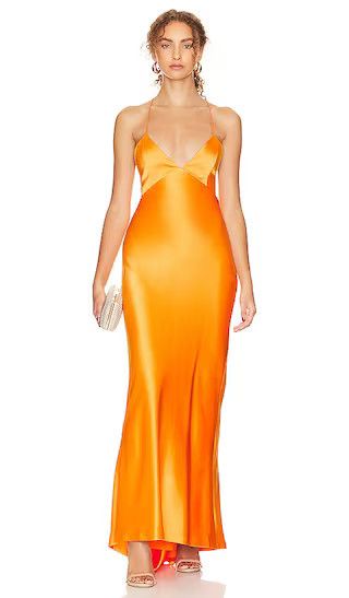 Montana V-neck Slip Dress with Train in Tangerine Burnt Orange Dress Summer Outfits 2023 Summer | Revolve Clothing (Global)