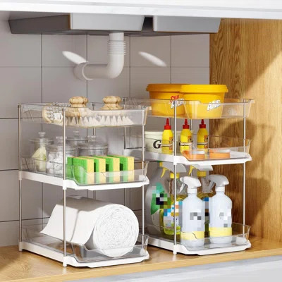 2 Sets Of 3-Tier Bathroom Under Sink Organizers And Storage, Multi-Purpose Stackable Pantry Organization And Storage, Pull Out Clear Kitchen Bathroom | Wayfair North America