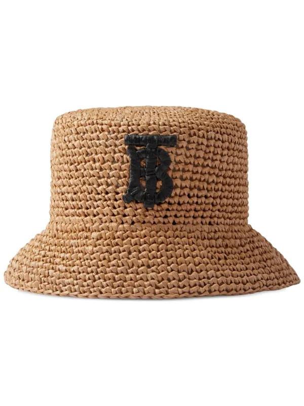 Burberry monogram-patch Raffia Bucket Hat - Farfetch | Farfetch (CN)