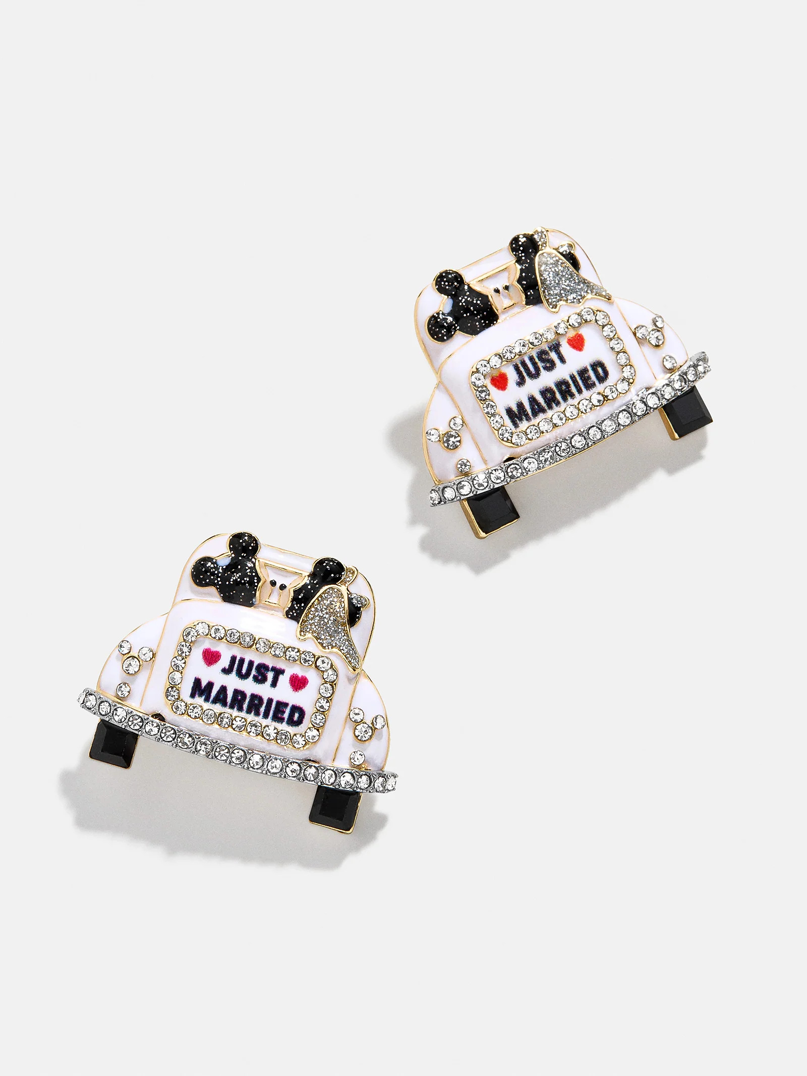 Mickey Mouse & Minnie Mouse Disney Just Married Earrings - White | BaubleBar (US)