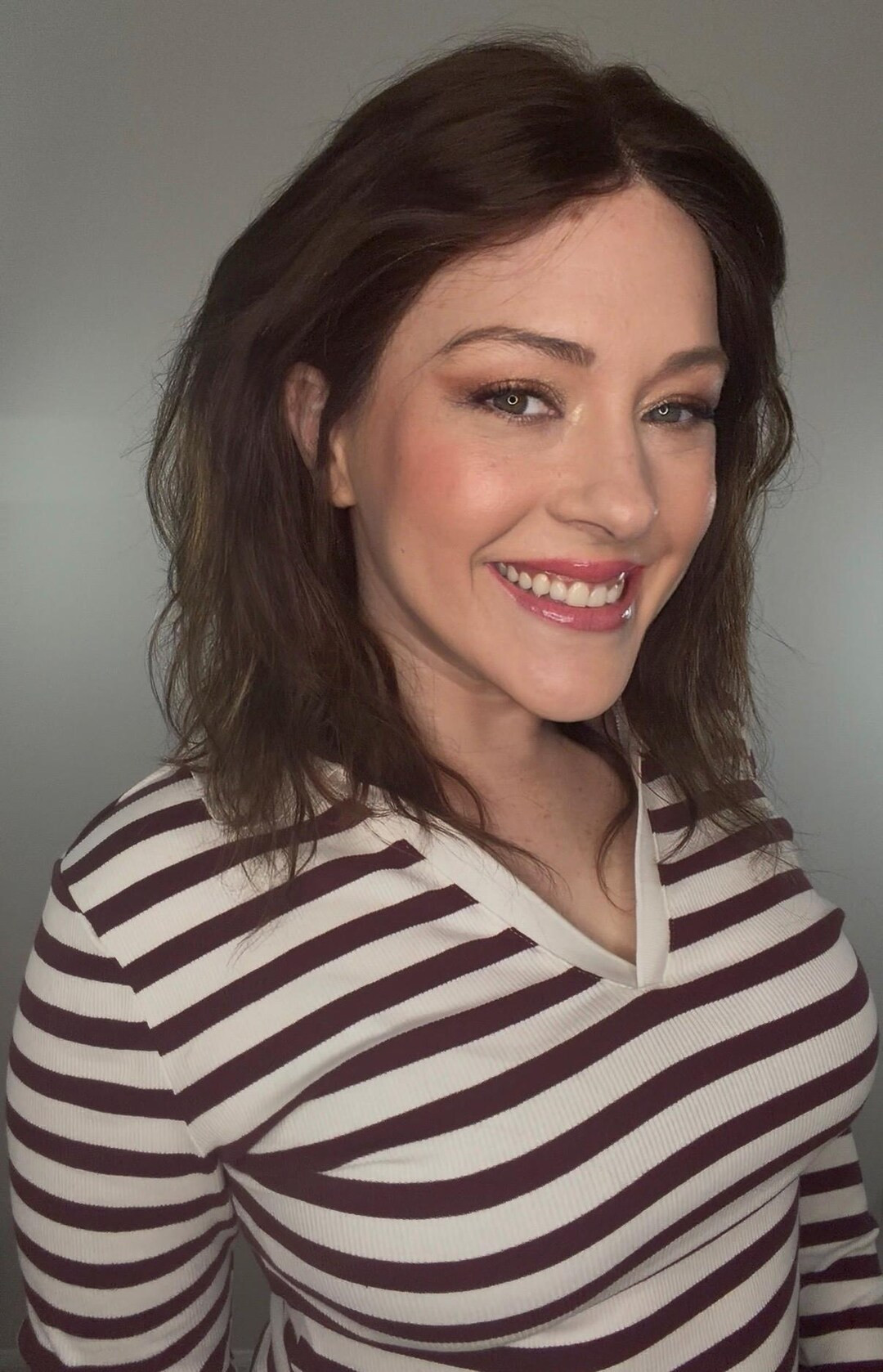 16 Inch Dark Brown Wavy Human Hair Lace Front Wig - Etsy | Etsy (US)