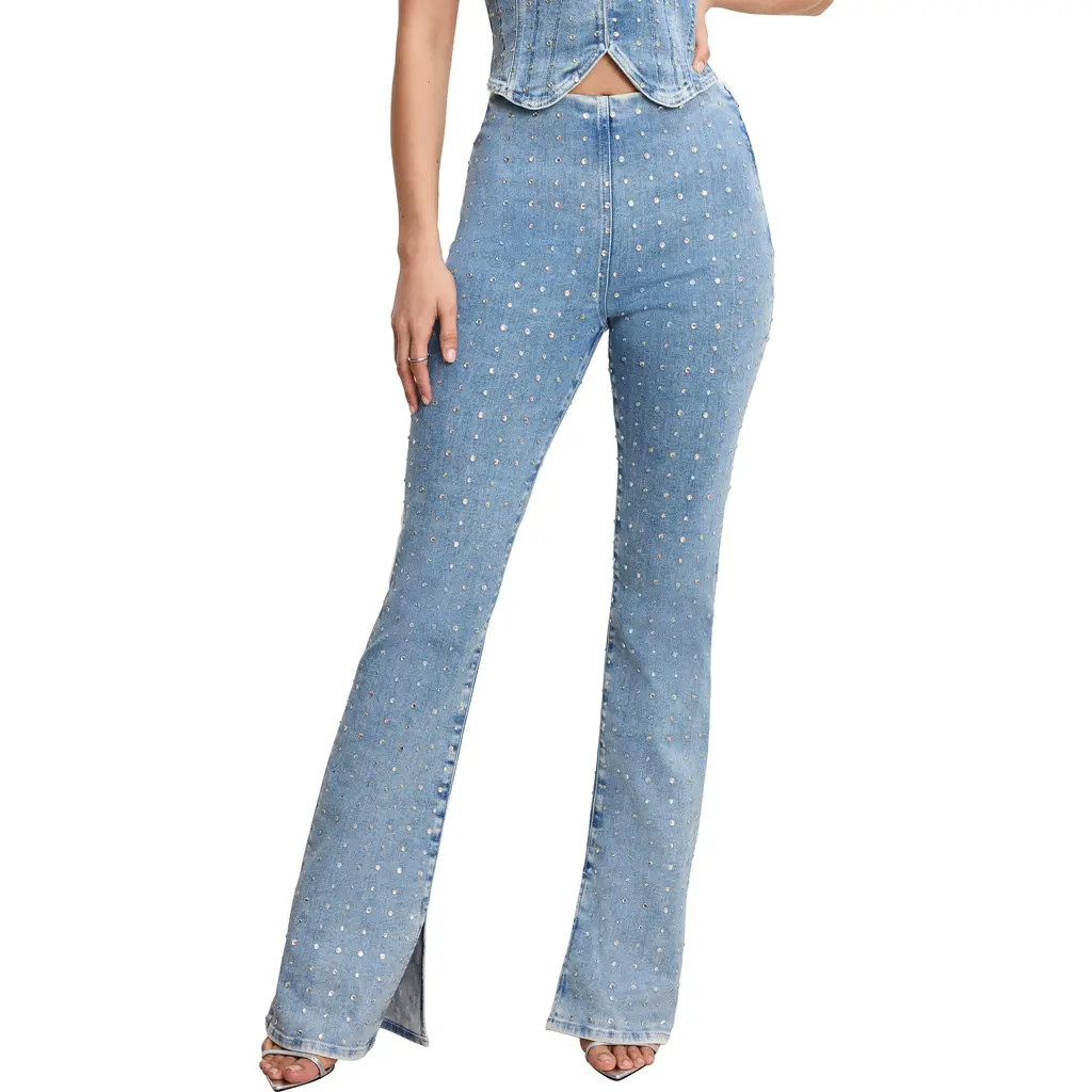 Good American Dolly Crystal Denim Pants in Indigo1023 at Nordstrom, Size 15 | Nordstrom