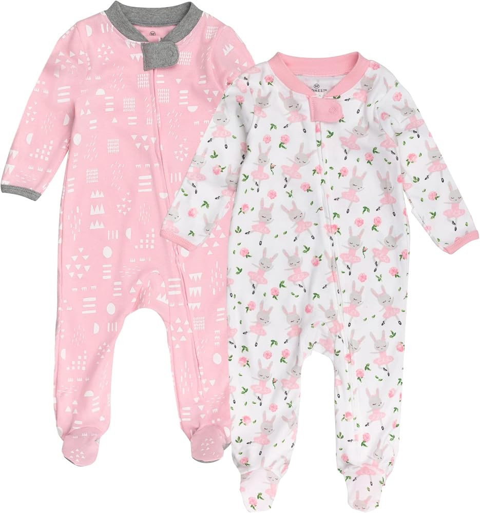 HonestBaby Sleep and Play Footed Pajamas One-Piece Sleeper Jumpsuit Zip-Front Pjs 100% Organic Co... | Amazon (US)