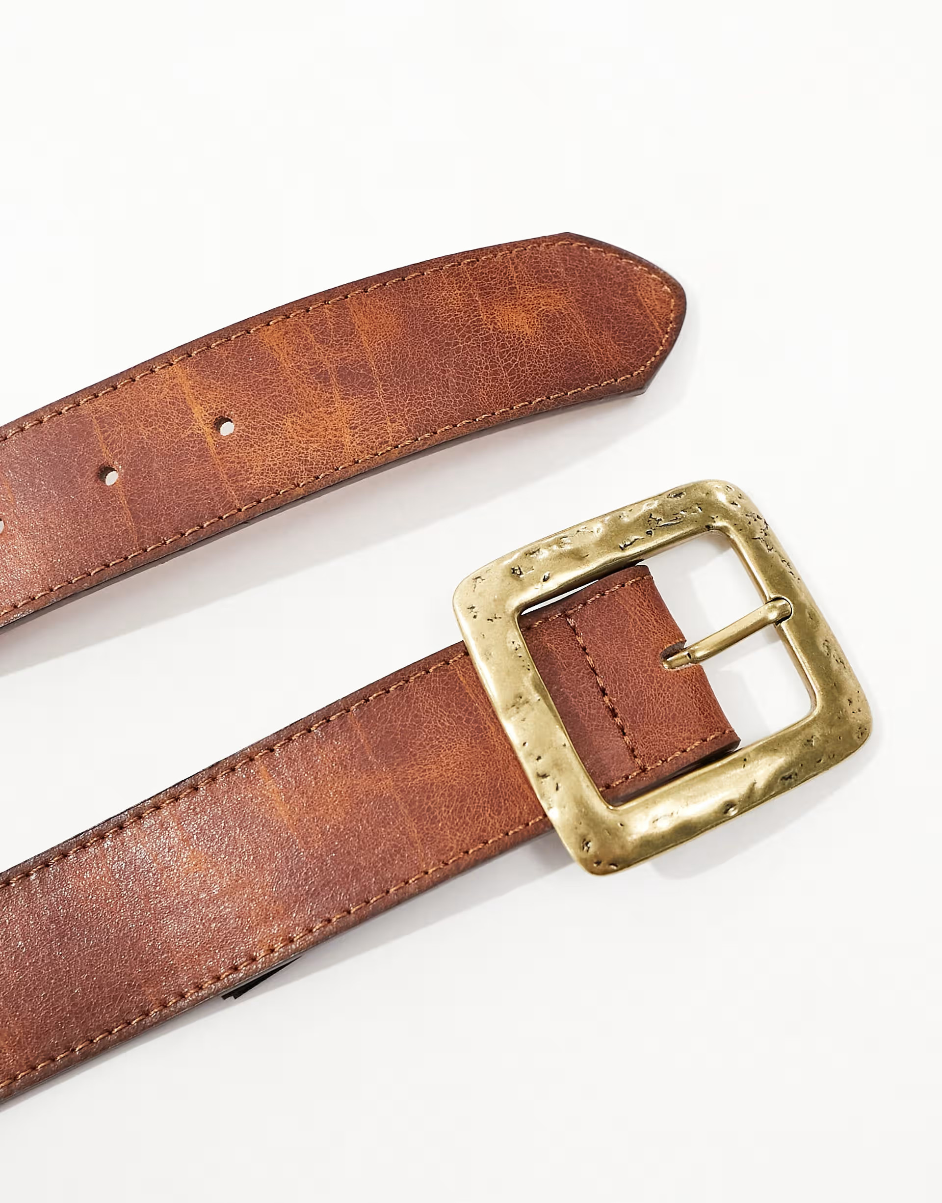 Mango hammered square buckle belt in brown | ASOS (Global)