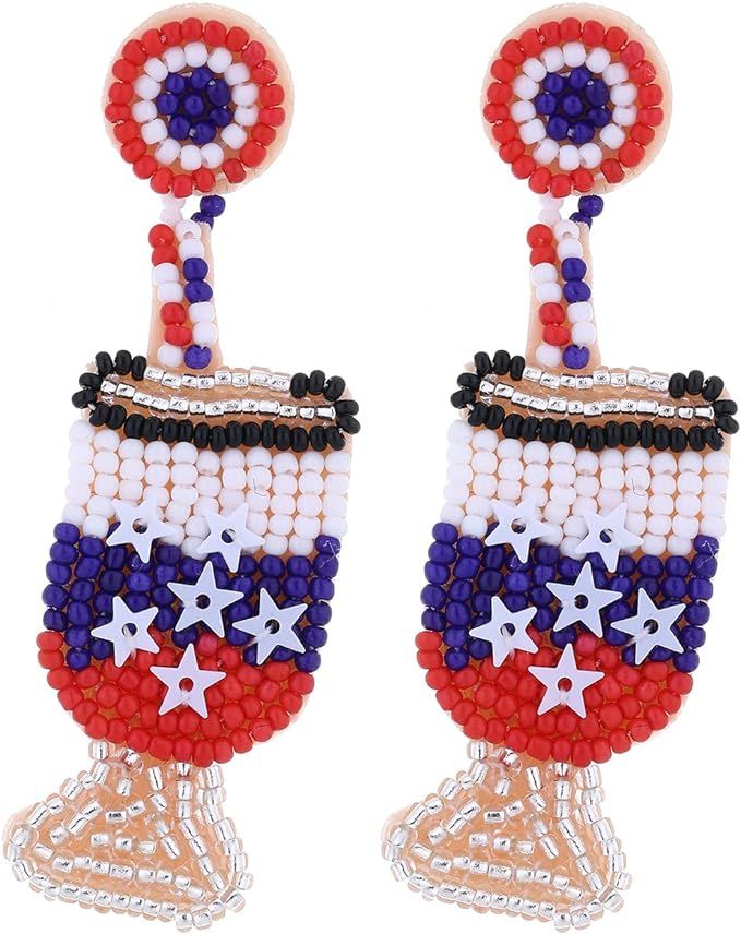 Beaded Earrings for Women 4th of July Earrings for Women Independent Day Beaded Earrings for Wome... | Amazon (US)