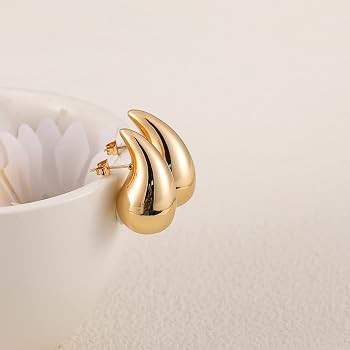 2 Pairs Earrings Dupes Chunky Gold Hoop Earrings for Women Girls,18k Gold Lightweight Hollow Open... | Amazon (US)