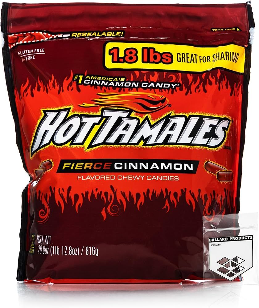 Hot Tamales Cinnamon Chewy Candy Pack of 1 Big Bag - 1.8lb Each - Bulk Candy Bundle of Spicy Cinn... | Amazon (US)