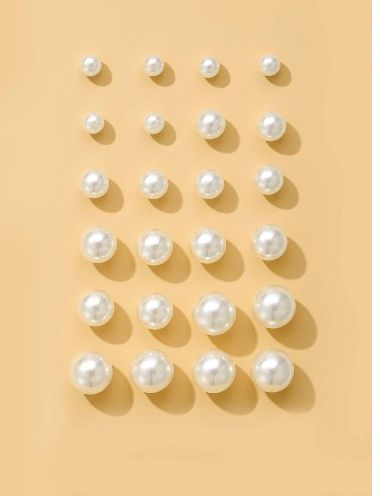12pairs Faux Pearl Stud Earrings | SHEIN