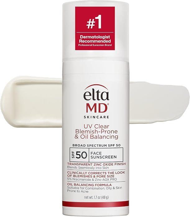 EltaMD UV Clear Face Sunscreen with Zinc Oxide, Oil-Free, SPF 46 and SPF 50 | Amazon (US)