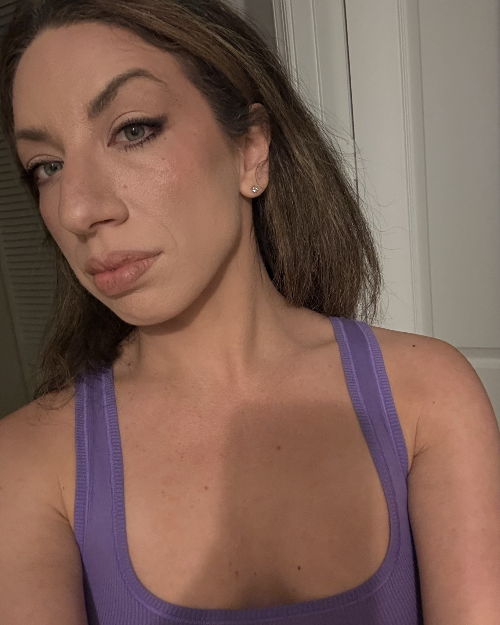 End of night ➡️beginning of night (8 hours)
I’m in FL this week and we had one of the craziest storms I’ve experienced down here. Obviously after things cleared it was still super humid and misty going out to dinner. I’ve been low key testing the NARS Soft Matte Complete Foundation. I probably should have tried it a lot earlier but I put it off because I was iffy on the ingredients. NARS tends to not be super great for sensitive and acne-prone skin. So far, I haven’t seen any clear signs that this is causing breakouts. 

In some of their other base products I can struggle to get a good shade match. Here I’m using Santa Fe. The undertone is near perfect for me but can oxidize to be a bit dark for my lighter chest and neck area. However, it matches my arms so well. 

Ideally I’d like to figure out a “winter” shade that works when I’m not tan. Otherwise it’s hard for me to get behind a foundation I don’t feel like I can wear year-round. If it doesn’t cause breakouts and I can find a match, this just may be up there with my MAC Studio Fix Fluid Foundation  

#LTKBeauty