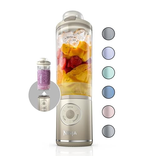 Ninja Blast Max, Portable Blender + Twist & Go, Personal Blender, Ninja Blender, Smoothie, Blend, Ice Crush, 3 Programs, Cordless, 22 oz removable Vessel, Dishwasher Safe, Leakproof, Cream, BC251IV | Amazon (US)