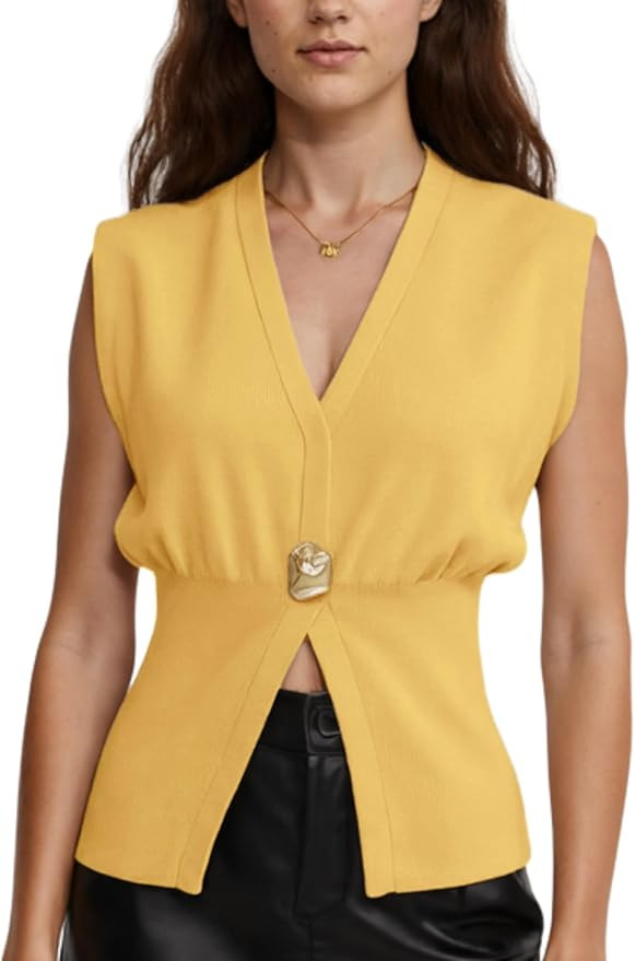 AMEBELLE Womens Vest Tops Button Down V Neck Sleeveless Knit Summer Top for Women | Amazon (US)
