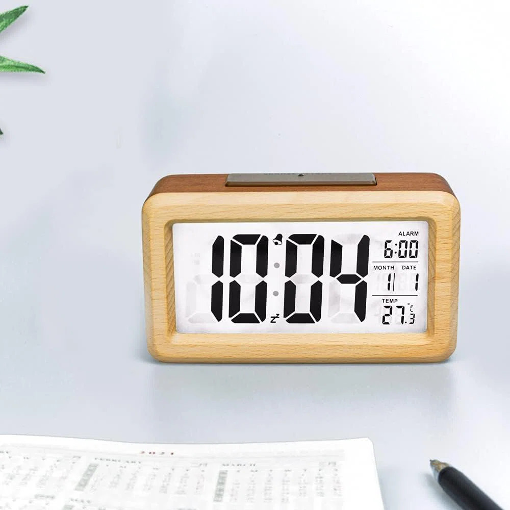 Latitude Run® Dyquan Digital Solid Wood Electric Tabletop Clock in Classic | Wayfair | Wayfair North America