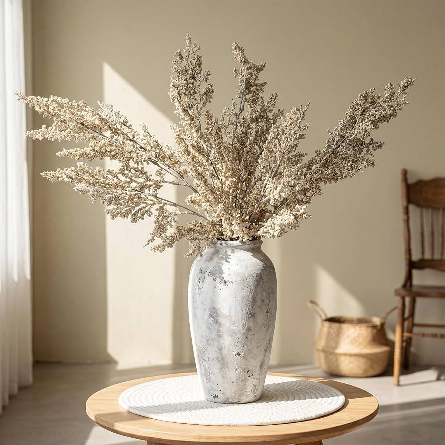 Norme 3 Pack Artificial Limonium Stems 32 Inch Beige Faux Autumn Flower | Amazon (US)