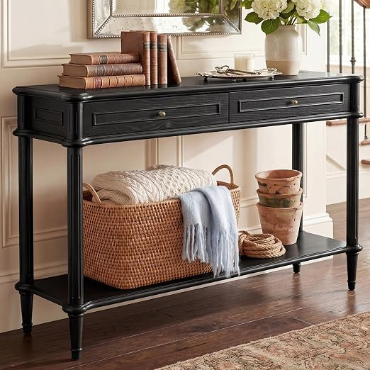 Solid Wood Console Table for Entryway with Charging Station, 2 Drawers | Amazon (US)