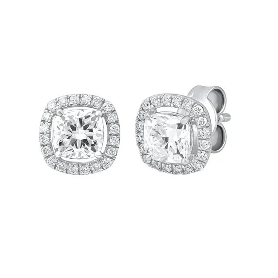 DewberryDiamonds 1/2 CT TW Lab Grown Diamond Cushion Halo Stud Earrings for Women in 925 Silver 1... | Walmart (US)