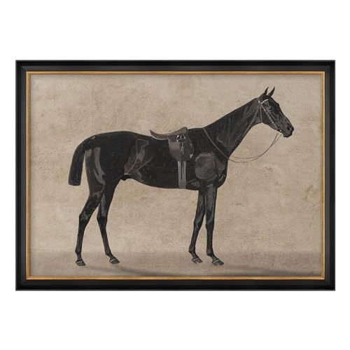 MUDECOR Premium Framed Wall Art Vintage Black Horse Classic Framed Equestrian Illustrations Impressionism Scenic Colorful for Living Room, Bedroom, Office - 26"" x36 Black | Amazon (US)