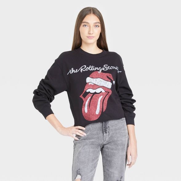 Women's The Rolling Stones Holiday Santa Graphic Sweatshirt - Black | Target
