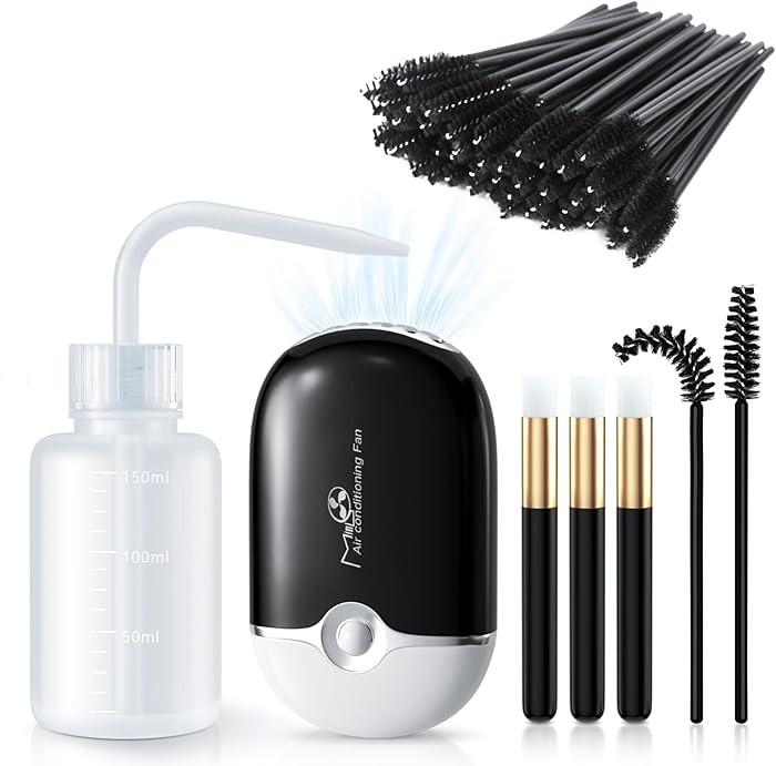 Lash Fan Eyelash Extension Supplies with USB Mini Portable Fans 3 Lash Shampoo Brush 50 Eyelash M... | Amazon (US)