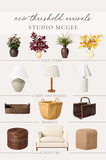 New Target arrivals from Threshold at Studio McGee!

Home finds, new arrivals, home refresh, Target style, faux stems, lamp favorites, wicker basket, ottoman faves, accent chair, lamp shade, lamp base, light and bright, neutral home, affordable finds, shop the look!

#LTKHome #LTKStyleTip #LTKSeasonal