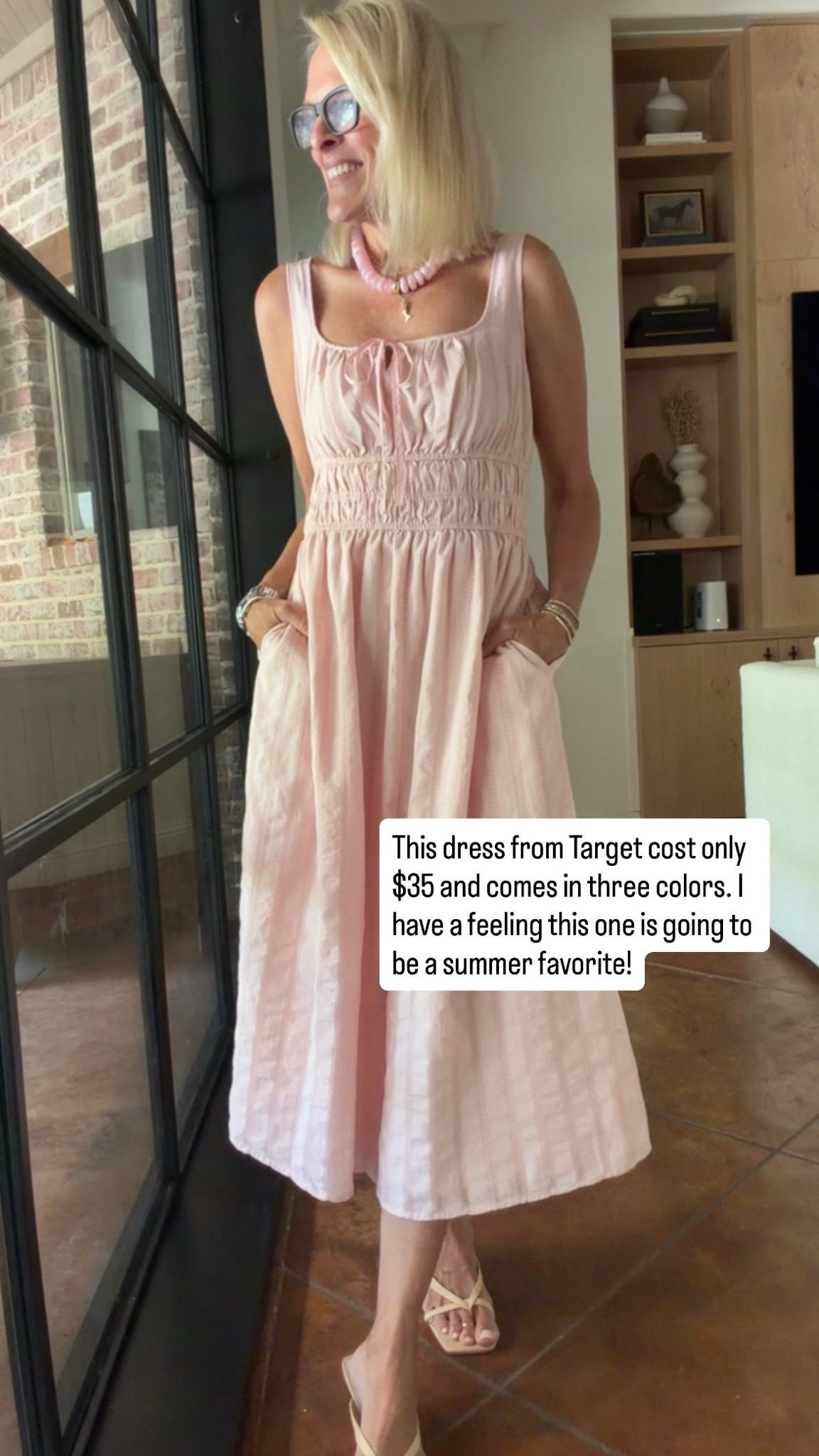 I couldn't pass up this dress when I saw it at Target!

 It's lightweight, flattering, and the smocked waist gives it such an easy, comfortable fit. And yes...it has pockets! At just $35, it's one of those dresses you'll reach for all summer long.

It also comes in black and a blue floral print if pink isn't your color!

💡 LTK MADE EASY
❤️ Heart = Support my posts!
🔖 Save = Get sale & restock alerts
📋 Lists = Keep favorites organized
📲 Share = Send lists and products to a friend. Hello, Christmas List!
💬 Comment = Ask me anything about what I'm wearing.:-)

#LTKootd #LTKSeasonal #LTKOver40