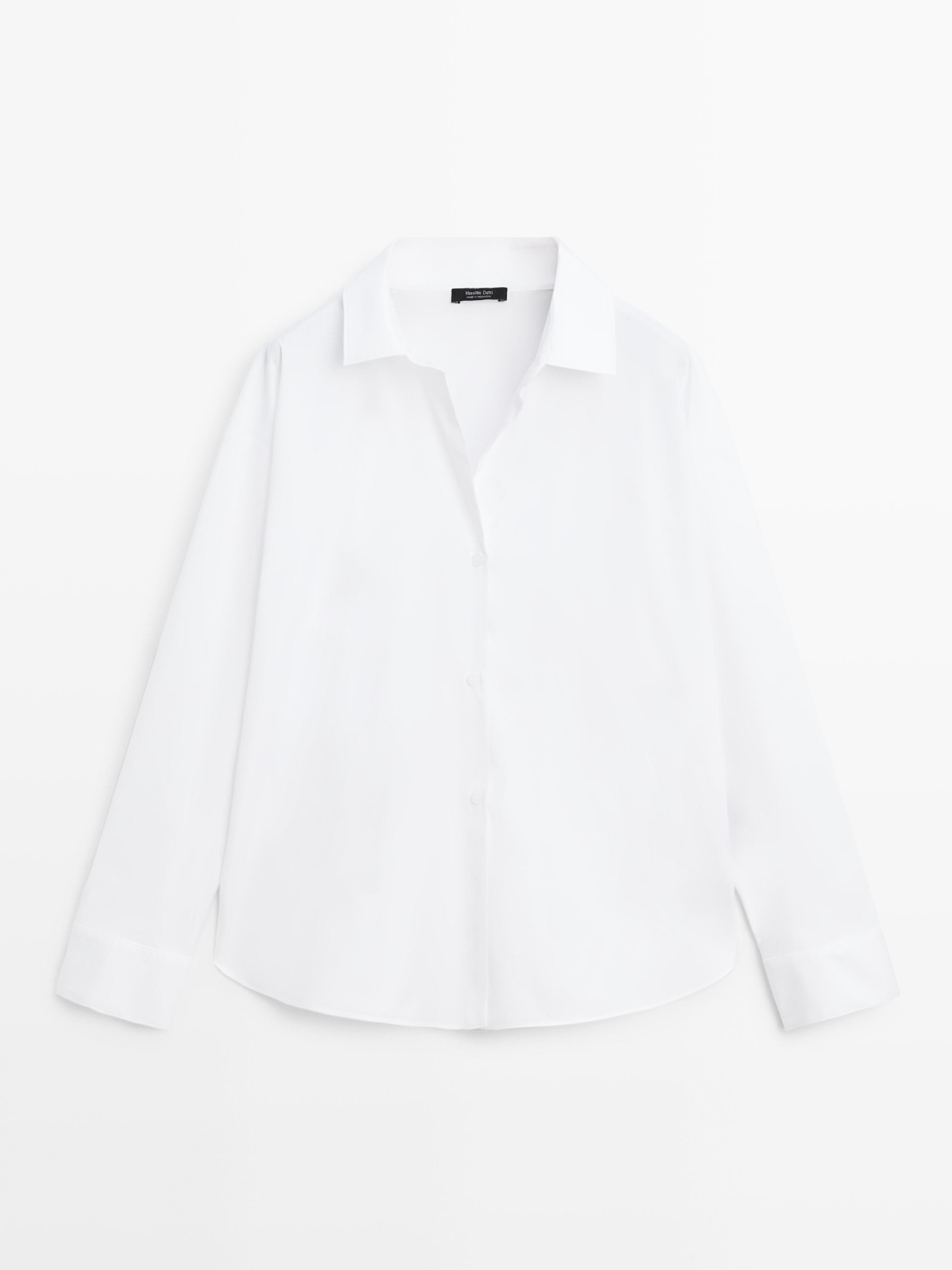 Cotton poplin shirt with dart detail | Massimo Dutti UK