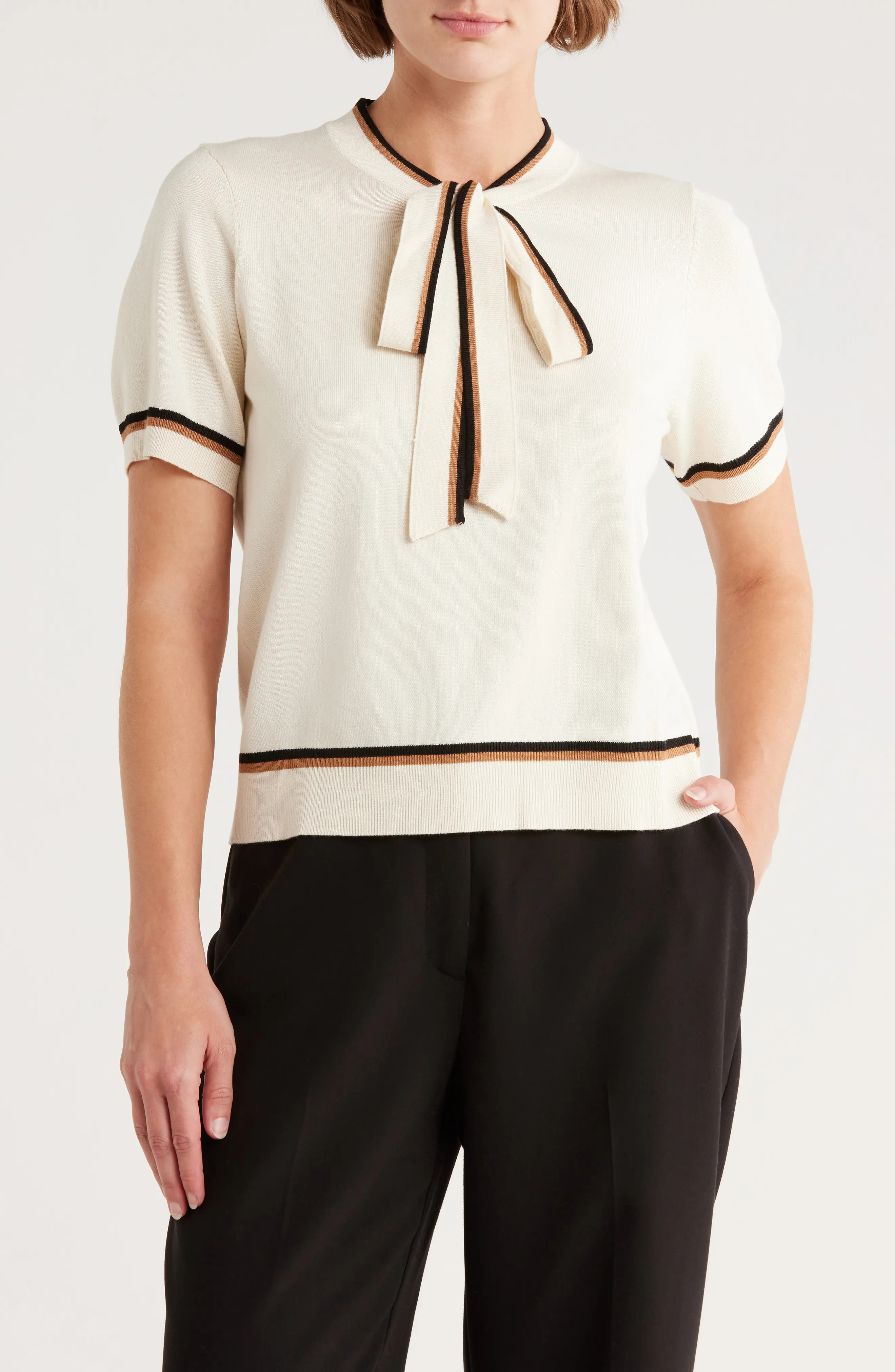 Adrianna Papell Double Tipped Tie Neck Sweater (Women) | Nordstromrack | Nordstrom Rack