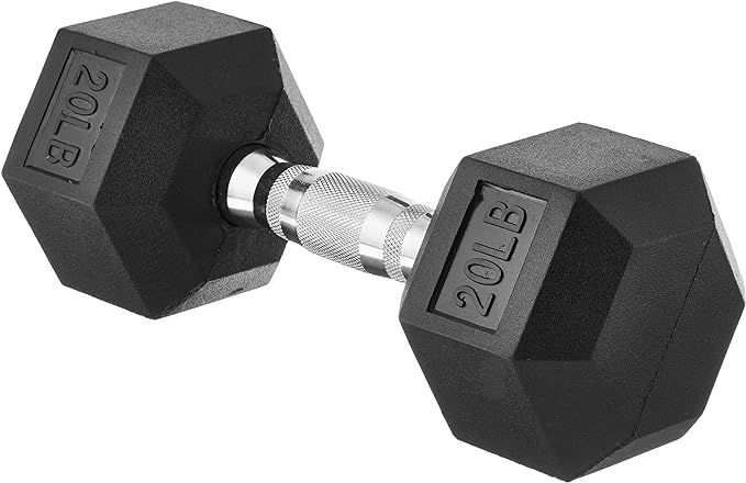 Amazon Basics Rubber Encased Exercise & Fitness Hex Dumbbell, Hand Weight For Strength Training | Amazon (US)
