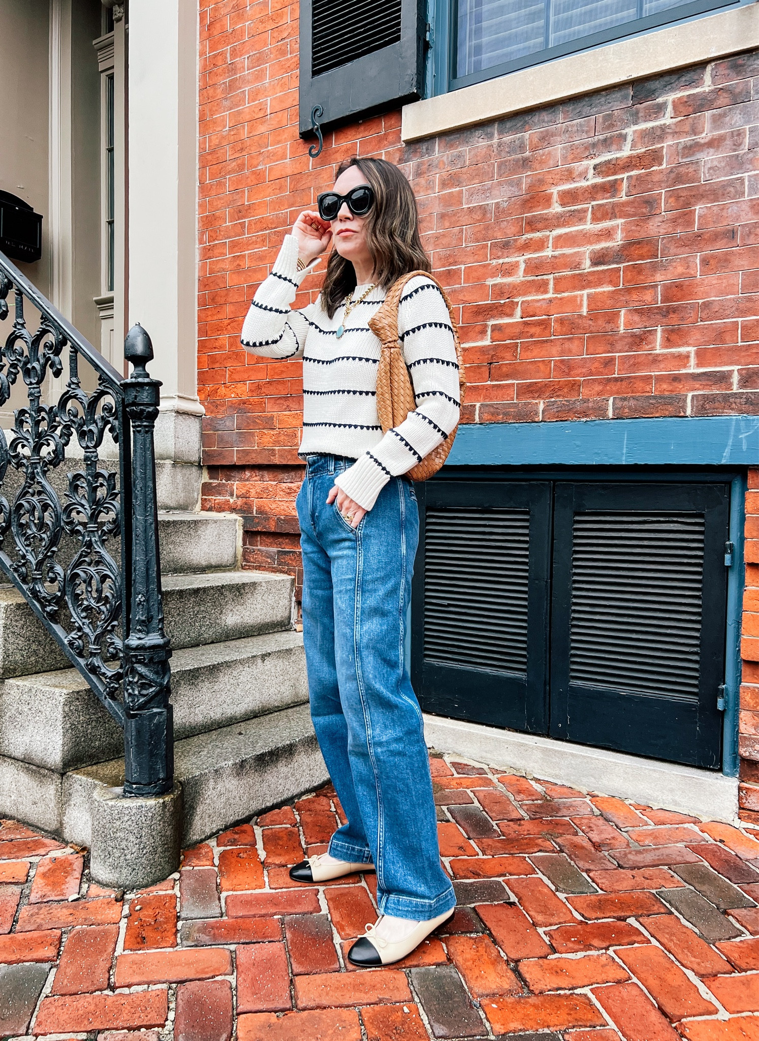 Jeans, striped sweater, ballet flats 

#LTKOver40 #LTKSeasonal