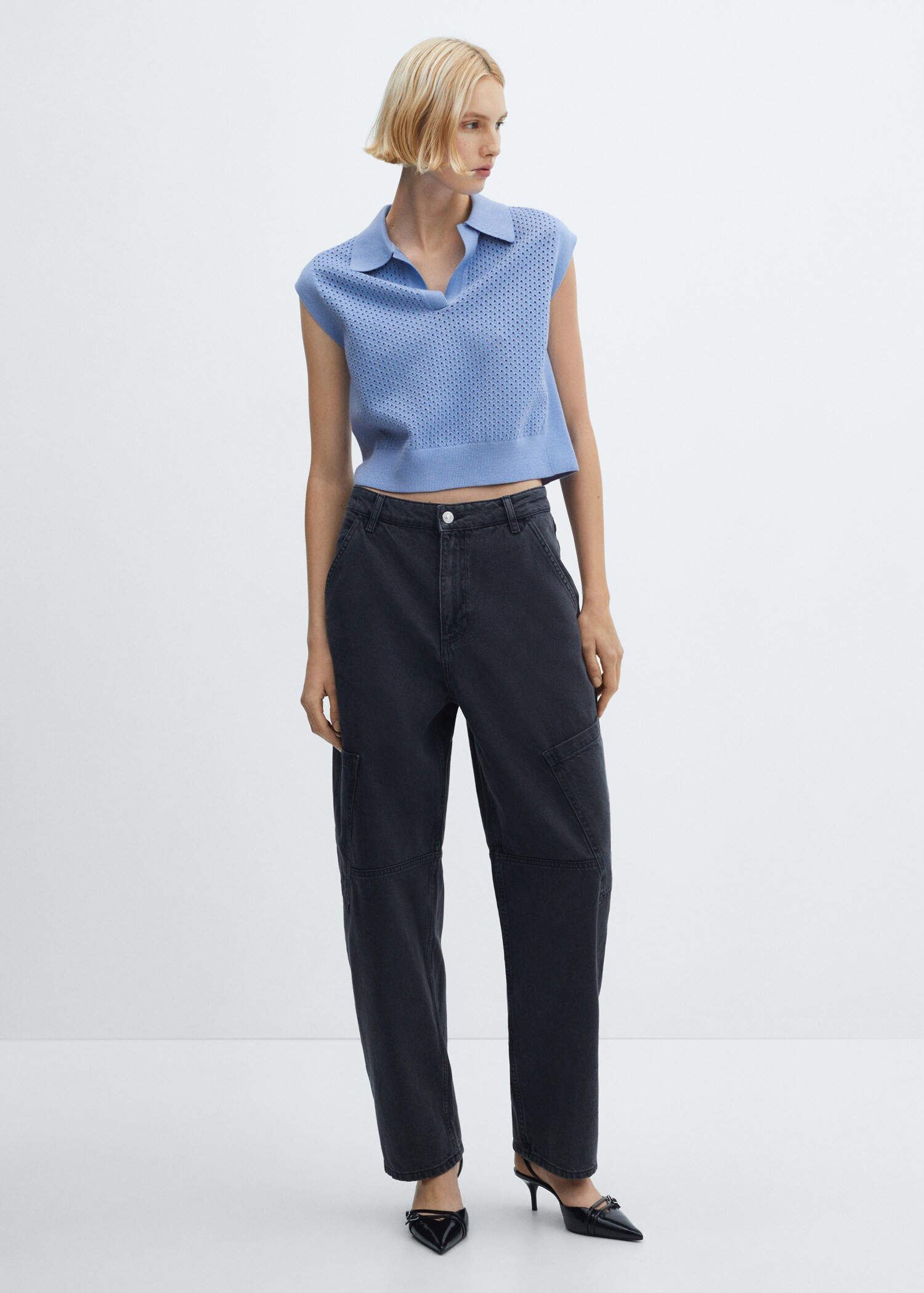 Openwork polo neck top | MANGO (US)