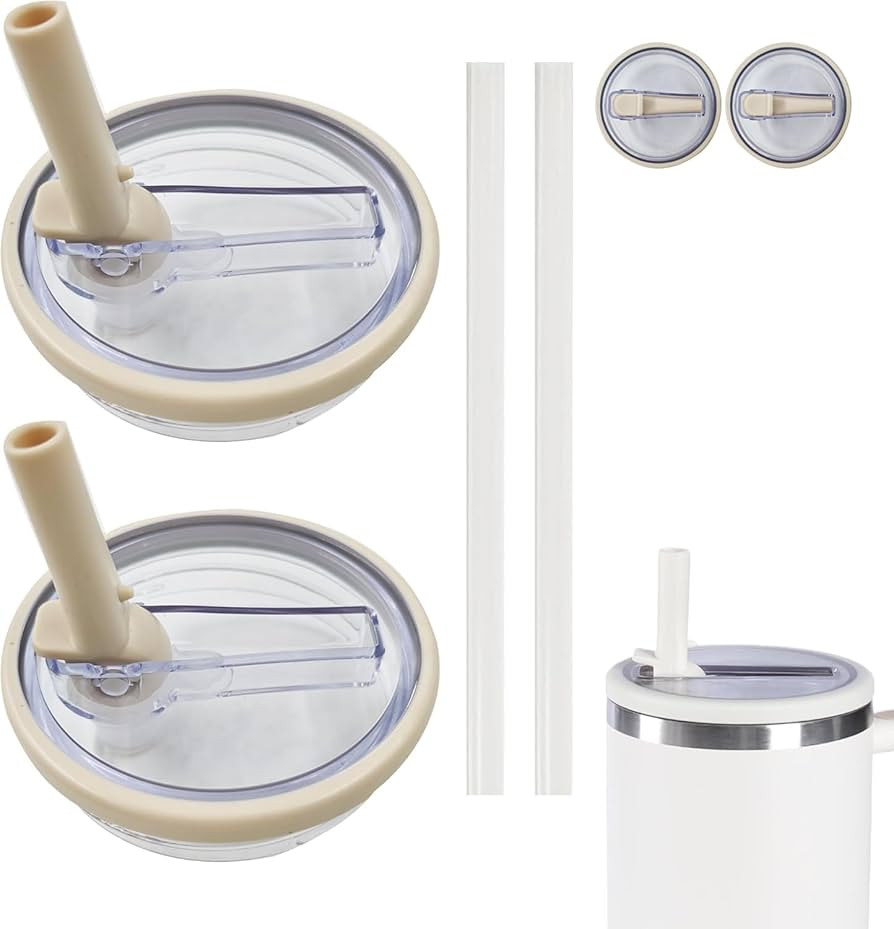 2 PCS 40 oz Replaceble Tumbler Flip Straw Lid for Stanley Quencher, Flip Spill Stopper Lids, Dust... | Amazon (US)