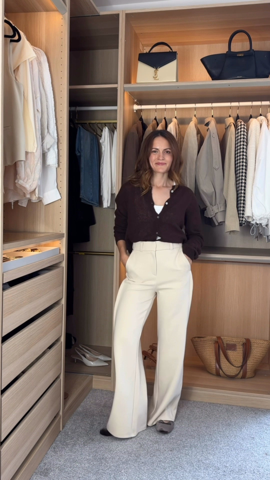 The UK weather has clearly decided summer is over… and I’m not quite ready to say goodbye yet 😂 But at least I can get excited about outfits like this.
 Wearing a small regular leg on trousers 🤎 cardigan linked on my Instagram stories! Xx

#LTKautumn #LTKuk #LTKsummer