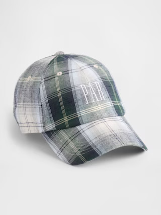 Gap × Malbon Linen-Cotton Logo Plaid Baseball Hat | Gap | Gap (US)