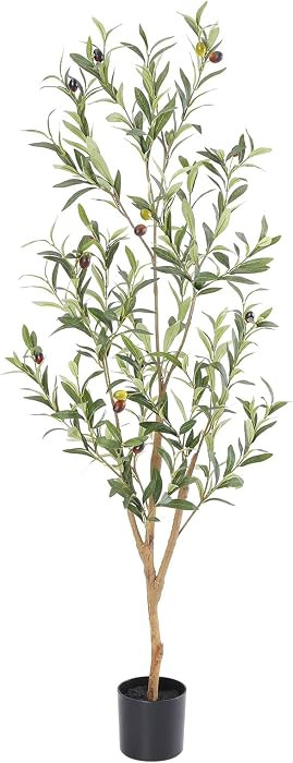 Faux Olive Tree 4ft，Olive Trees Artificial Indoor with Natural Wood Trunk and Realistic Leaves and Fruits. 4 Feet(48in) Fake Olive Tree for Home House Office Décor. | Amazon (US)