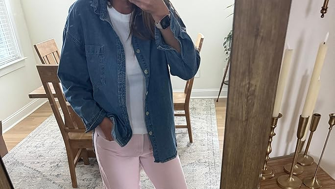 Cicy Bell Womens Oversized Denim Shirt Jean Jacket 2026 Spring Fashion Button Down Shirts Long Sl... | Amazon (US)