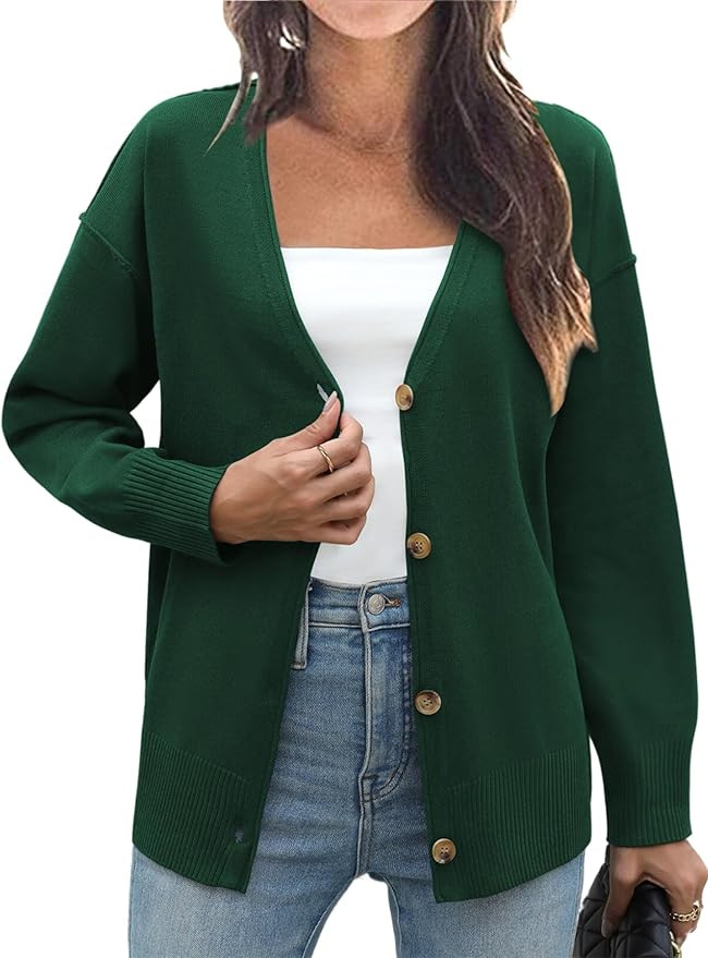 Zeagoo Women's Oversized Button Cardigan Sweaters 2025 Fall Open Front Lightweight Cardigans V Ne... | Amazon (US)
