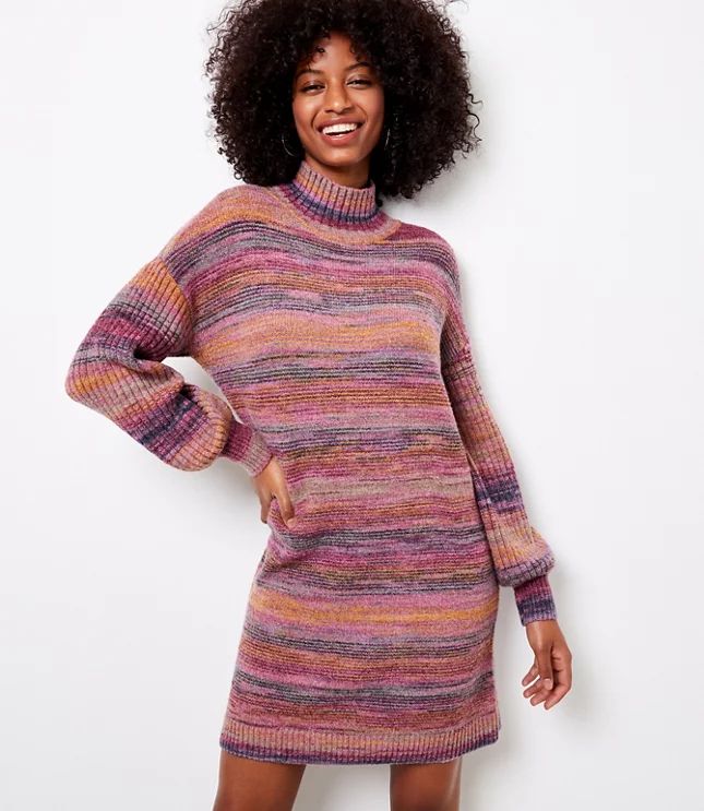 Spacedye Turtleneck Sweater Dress | LOFT