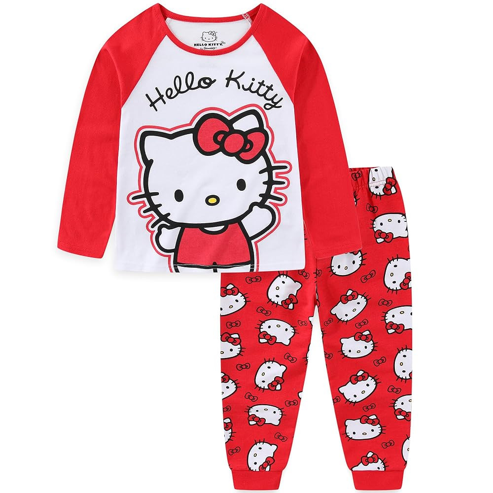 Hello Kitty Sanrio Girls 2 Piece Long Sleeve Shirt and Pants Set for Toddler and Big Kids | Amazon (US)