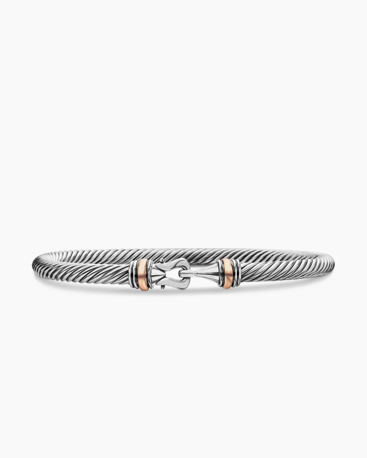 David Yurman | Buckle Classic Cable Bracelet in Sterling Silver with 18K Rose Gold, 4mm | David Yurman